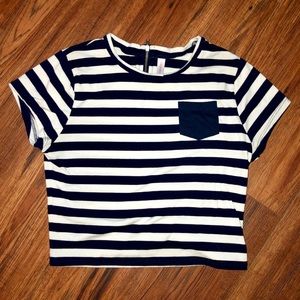 Chest pocket striped crop top